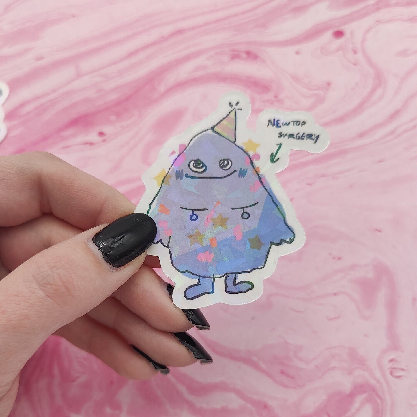 grimace new top surgery holographic sticker by kapawtitd (collab!)