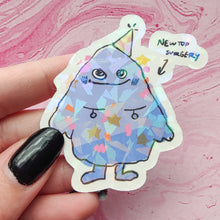 Load image into Gallery viewer, grimace new top surgery holographic sticker by kapawtitd (collab!)
