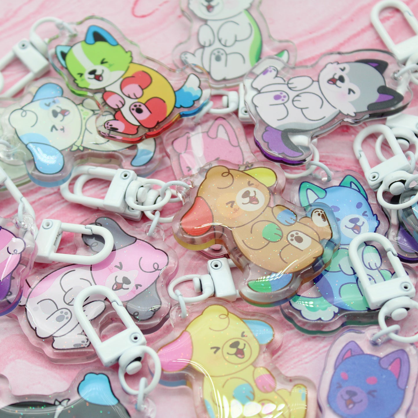 colorful puppies acrylic charms