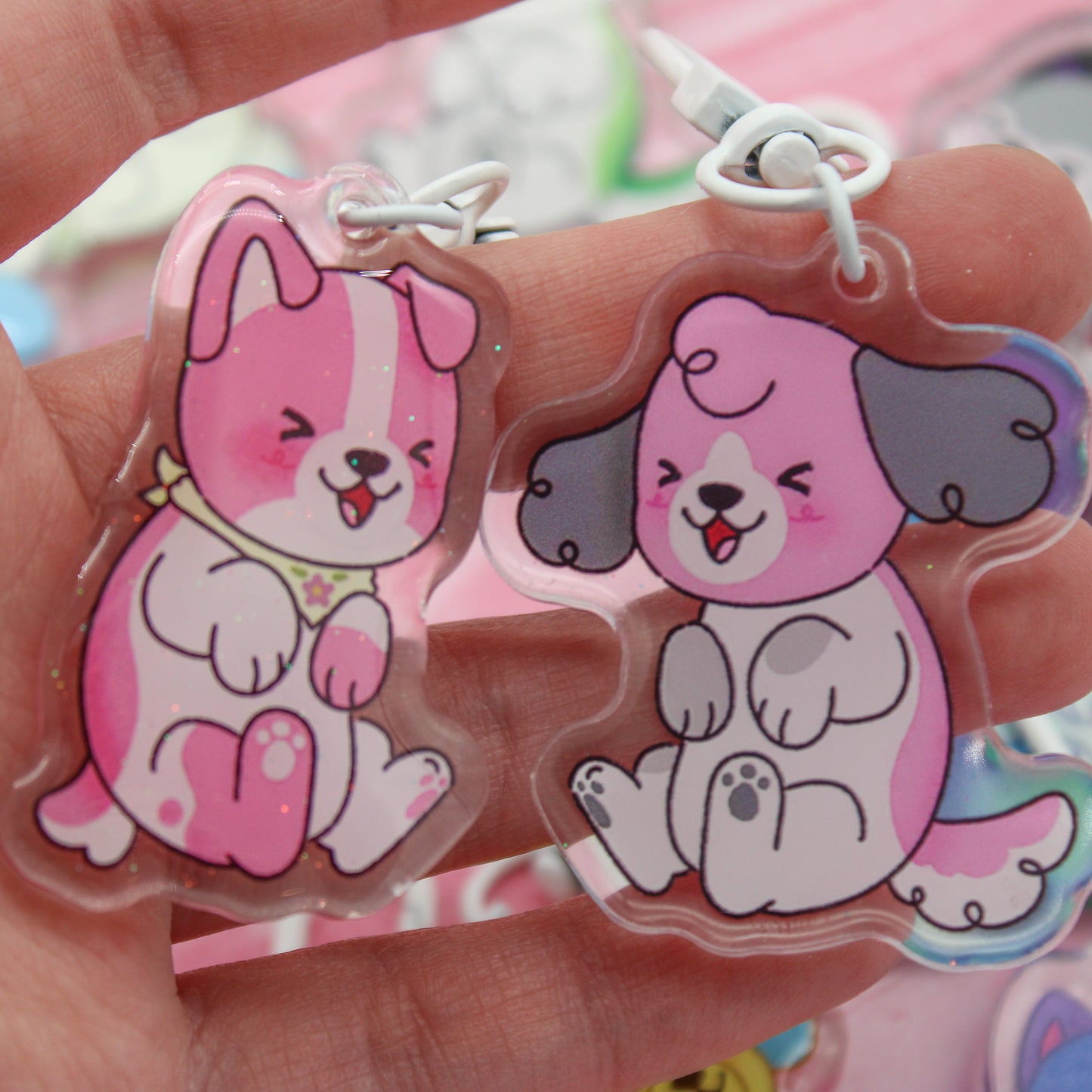 colorful puppies acrylic charms