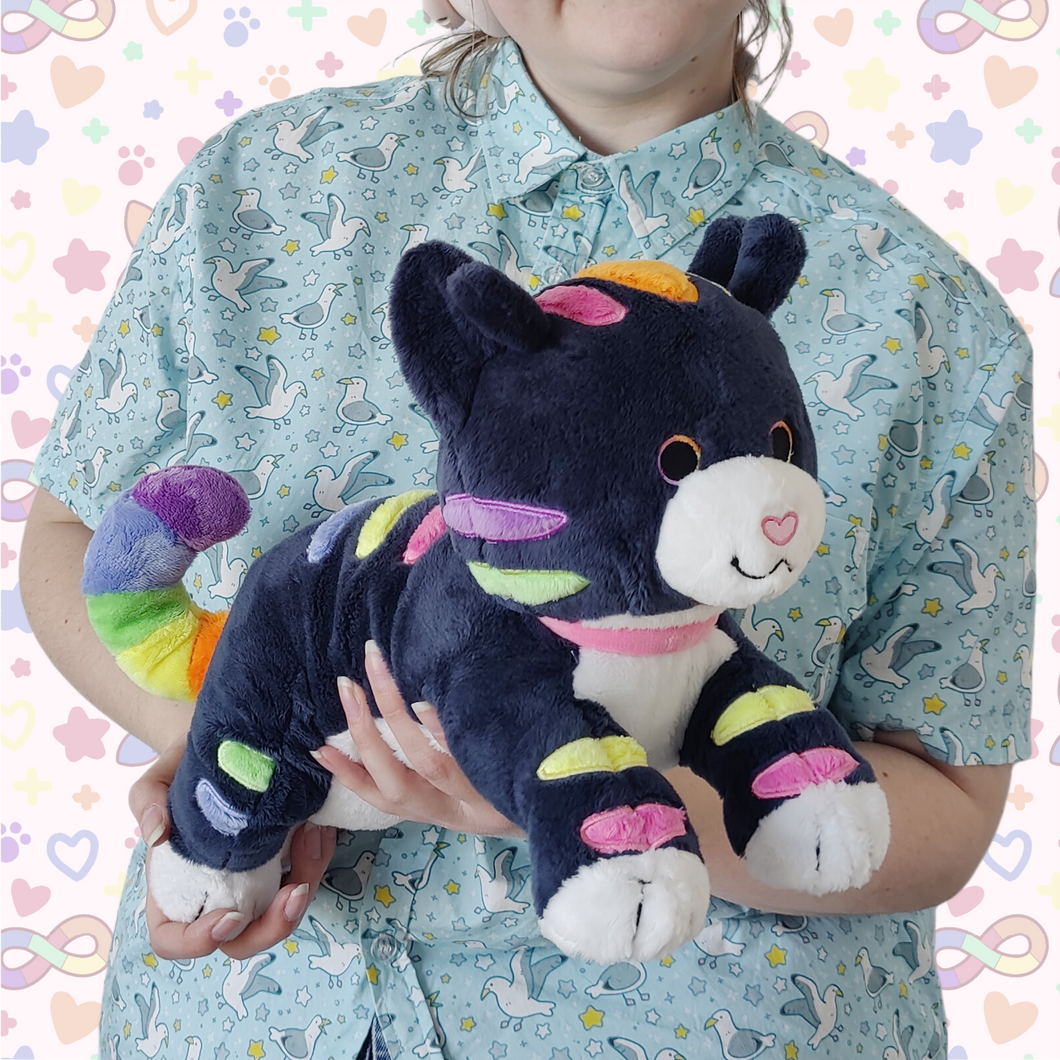 critter the autism cat laying cuddle plushie!