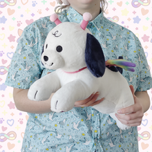 Load image into Gallery viewer, bug the ADHD puppy laying cuddle plushie!
