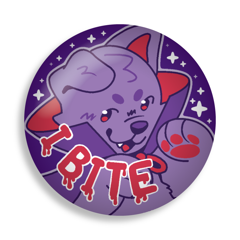vampupper spooky and 'I bite' button pins