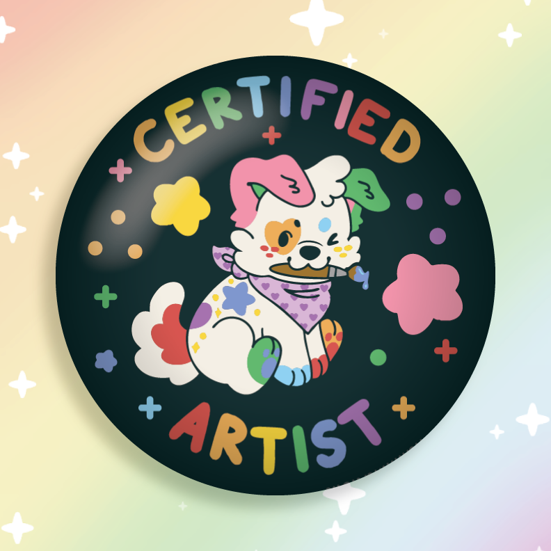 certified artist button badge pins!