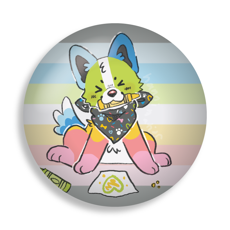 mango's crayons button pin