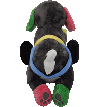 Load image into Gallery viewer, dash the disability pride puppy laying cuddle plushie!
