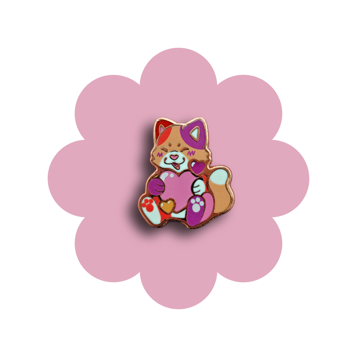 colorful kitties heartsie hard enamel pins