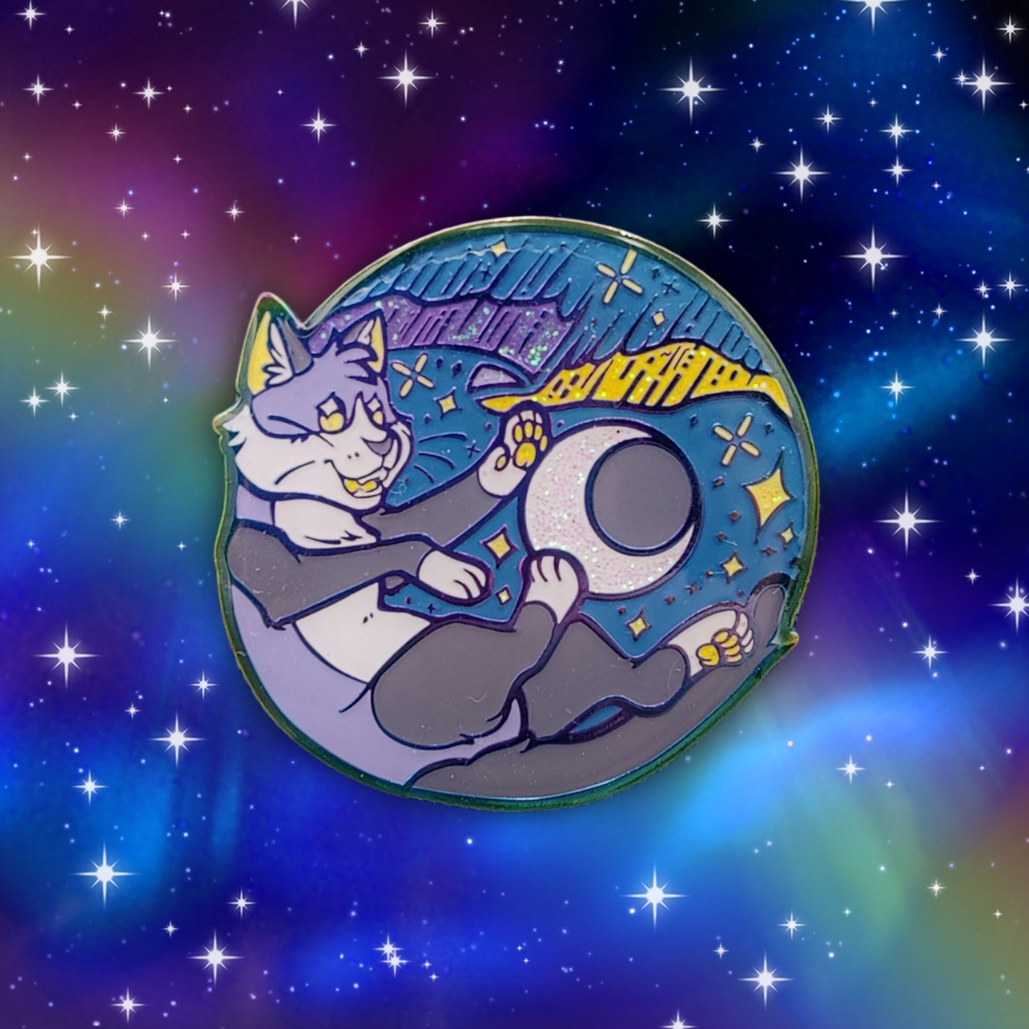 colorful kitties guest artist enamel pins