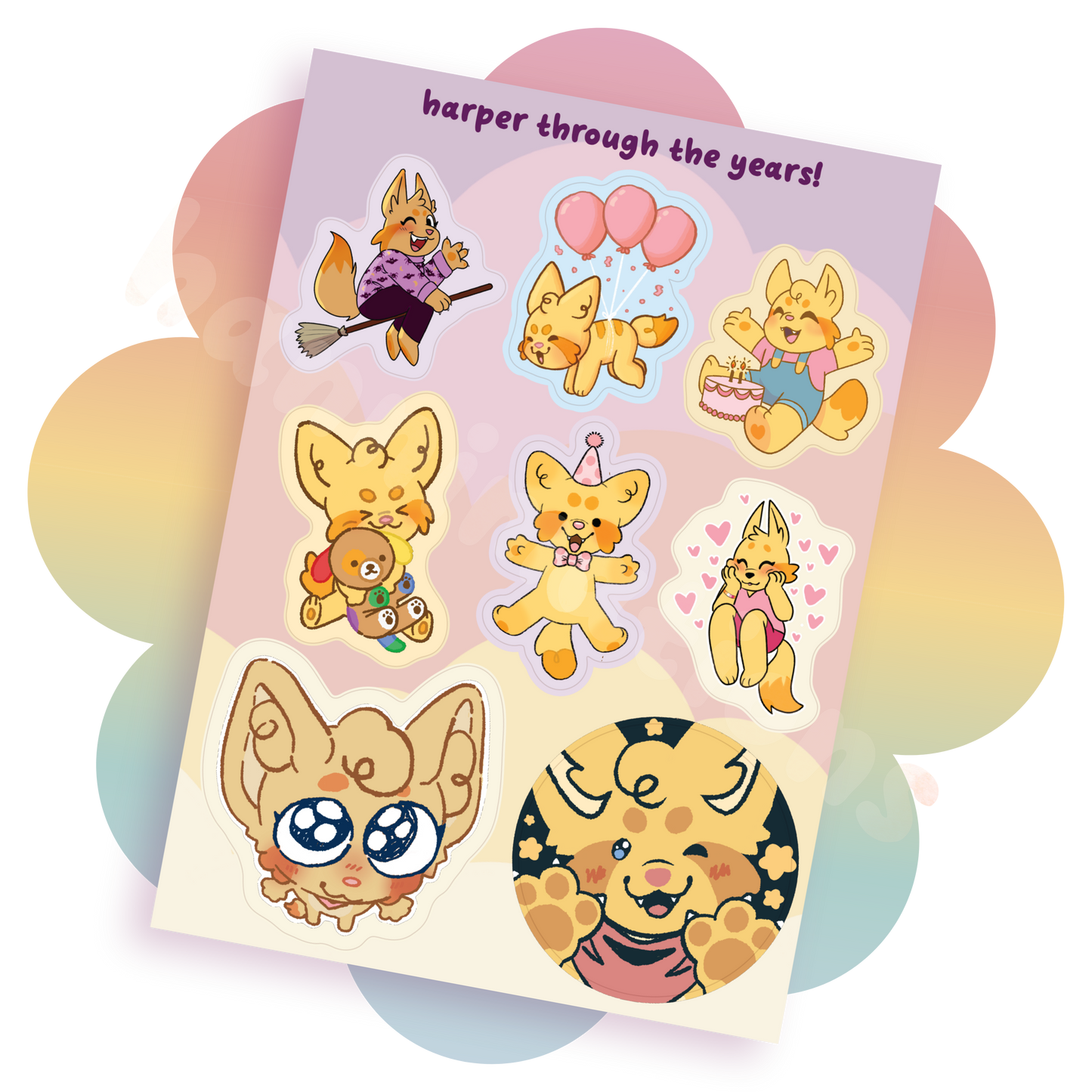 harper through the years 5"x7" matte vinyl sticker sheet