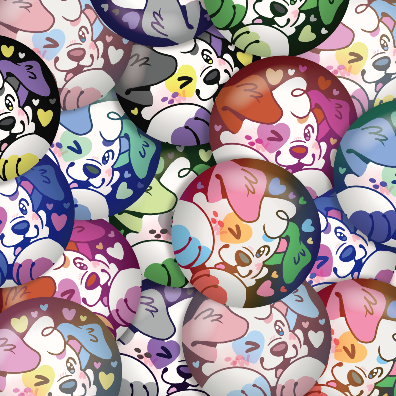 colorful doodles button pins