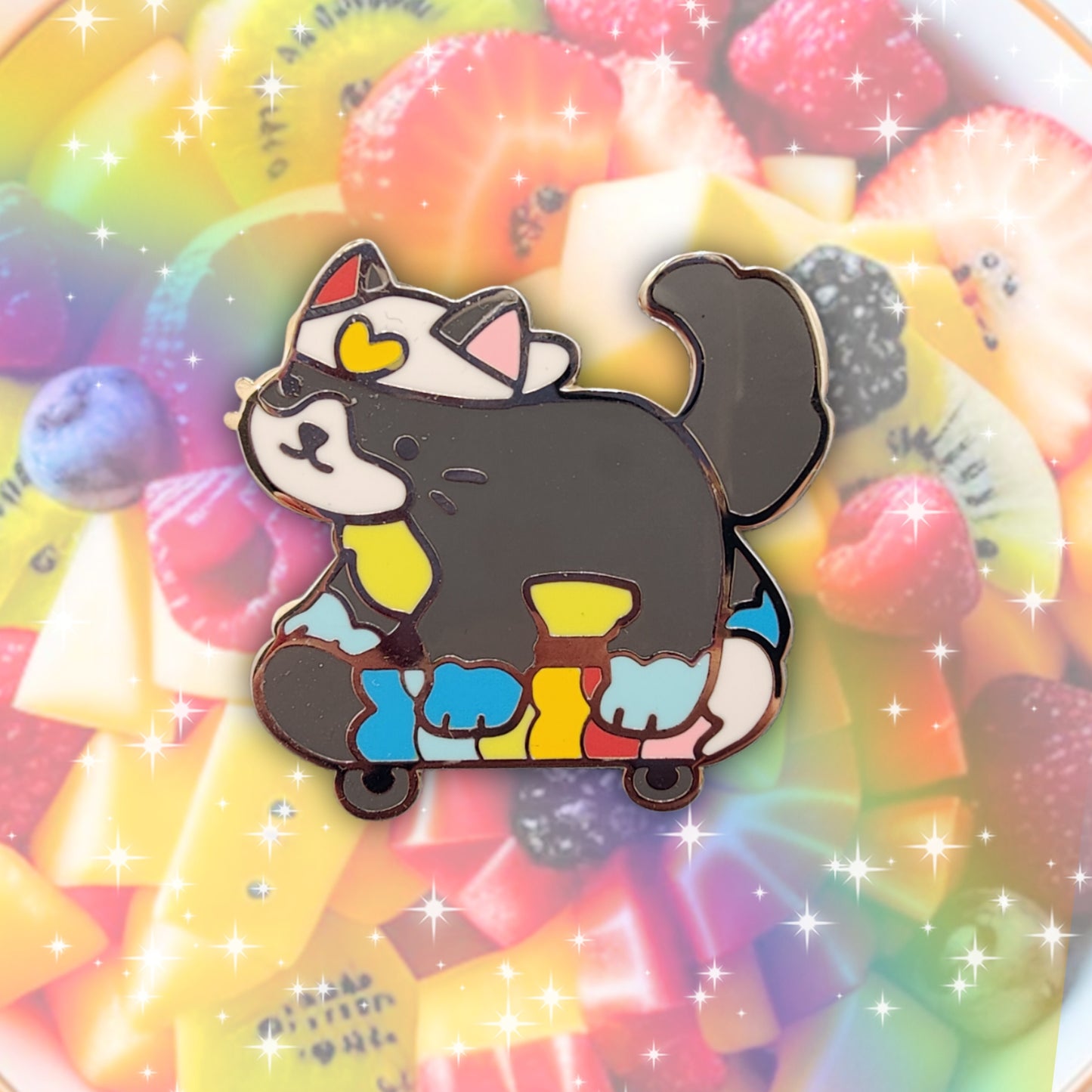colorful kitties guest artist enamel pins