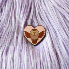 Load image into Gallery viewer, owlbert heart enamel pin
