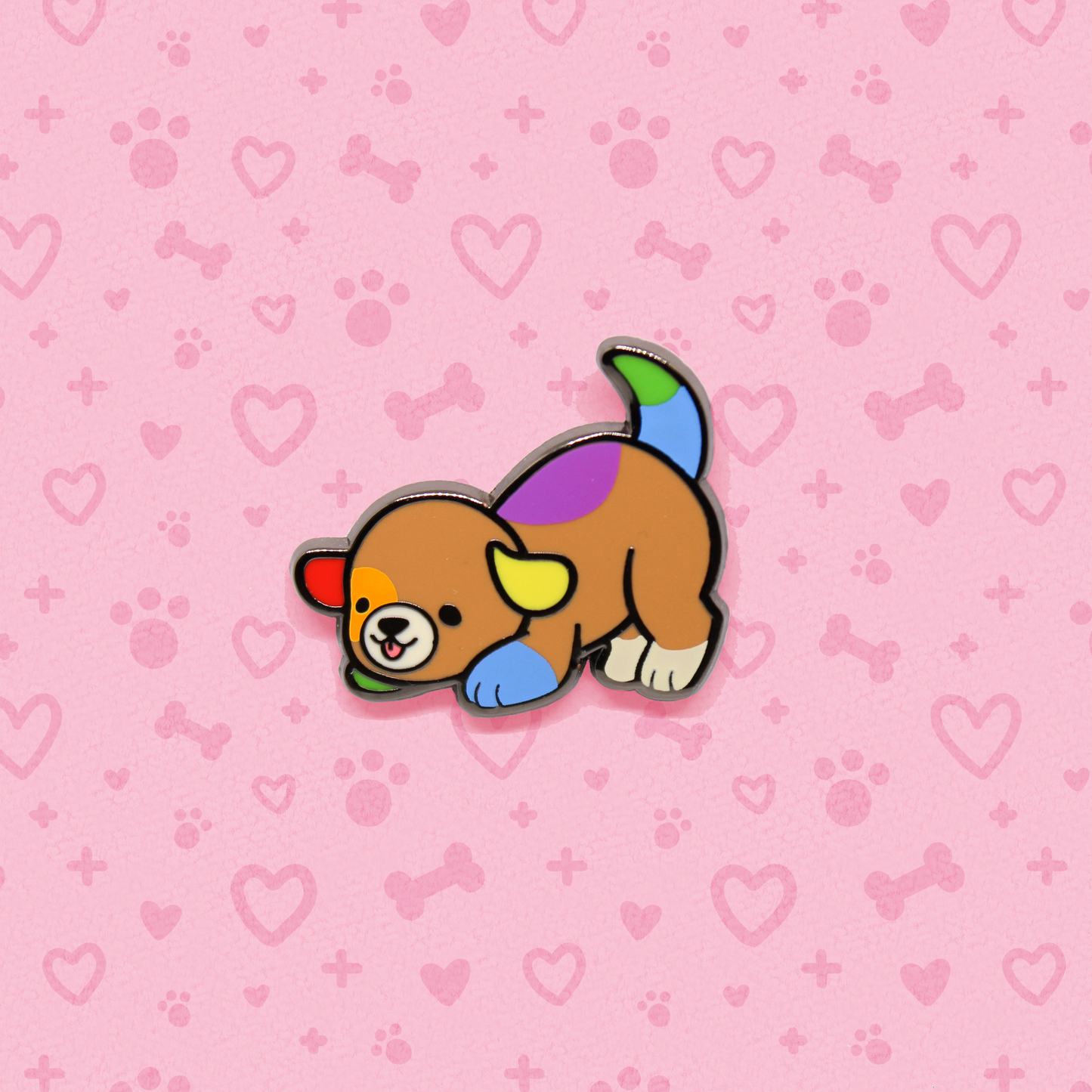 colorful puppies enamel pins
