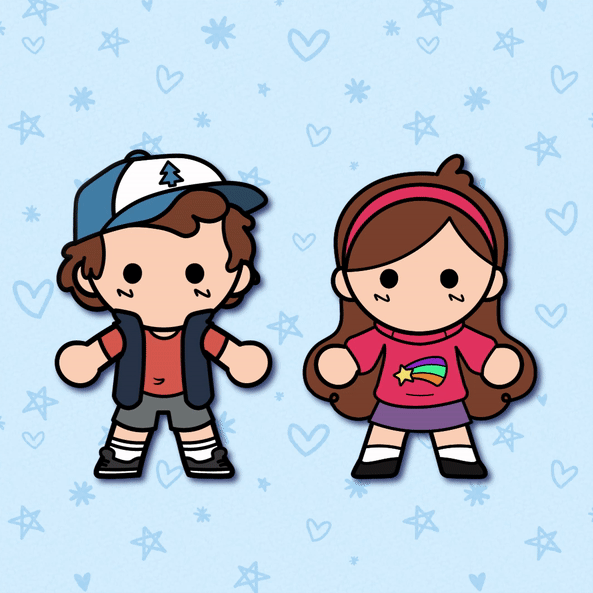 pines twins weebean enamel pins