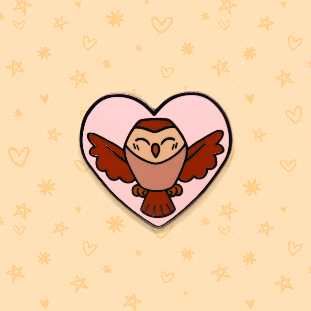 owlbert heart enamel pin