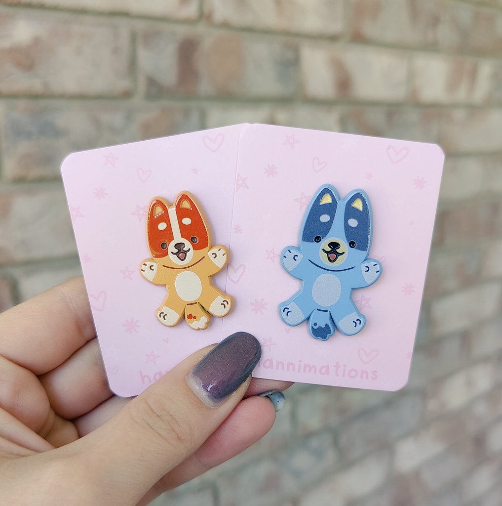 heeler puppy dyed metal pins