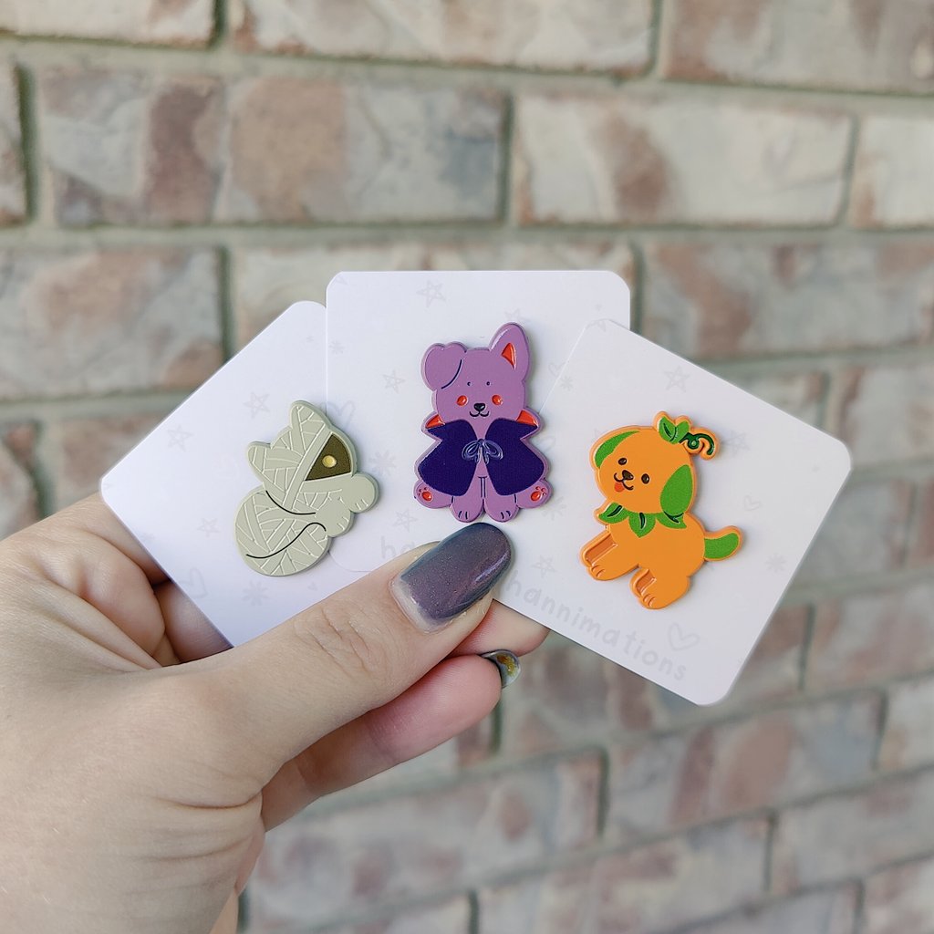 teeny spooky creatures dyed metal pins