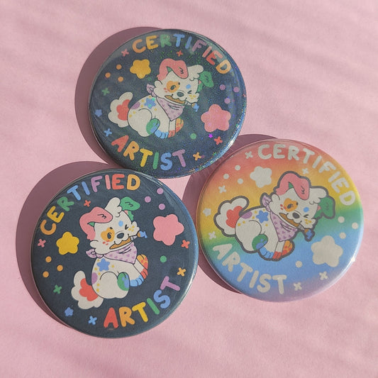certified artist button badge pins!
