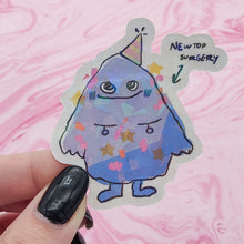 Load image into Gallery viewer, grimace new top surgery holographic sticker by kapawtitd (collab!)
