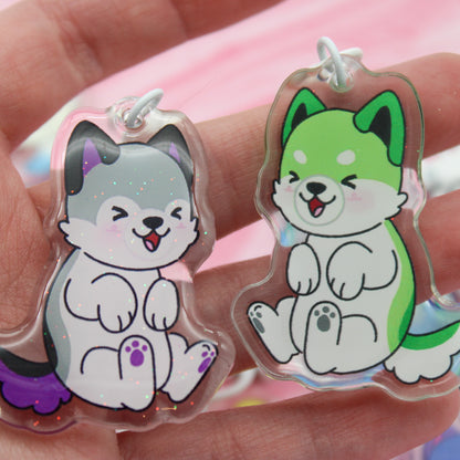 colorful puppies acrylic charms