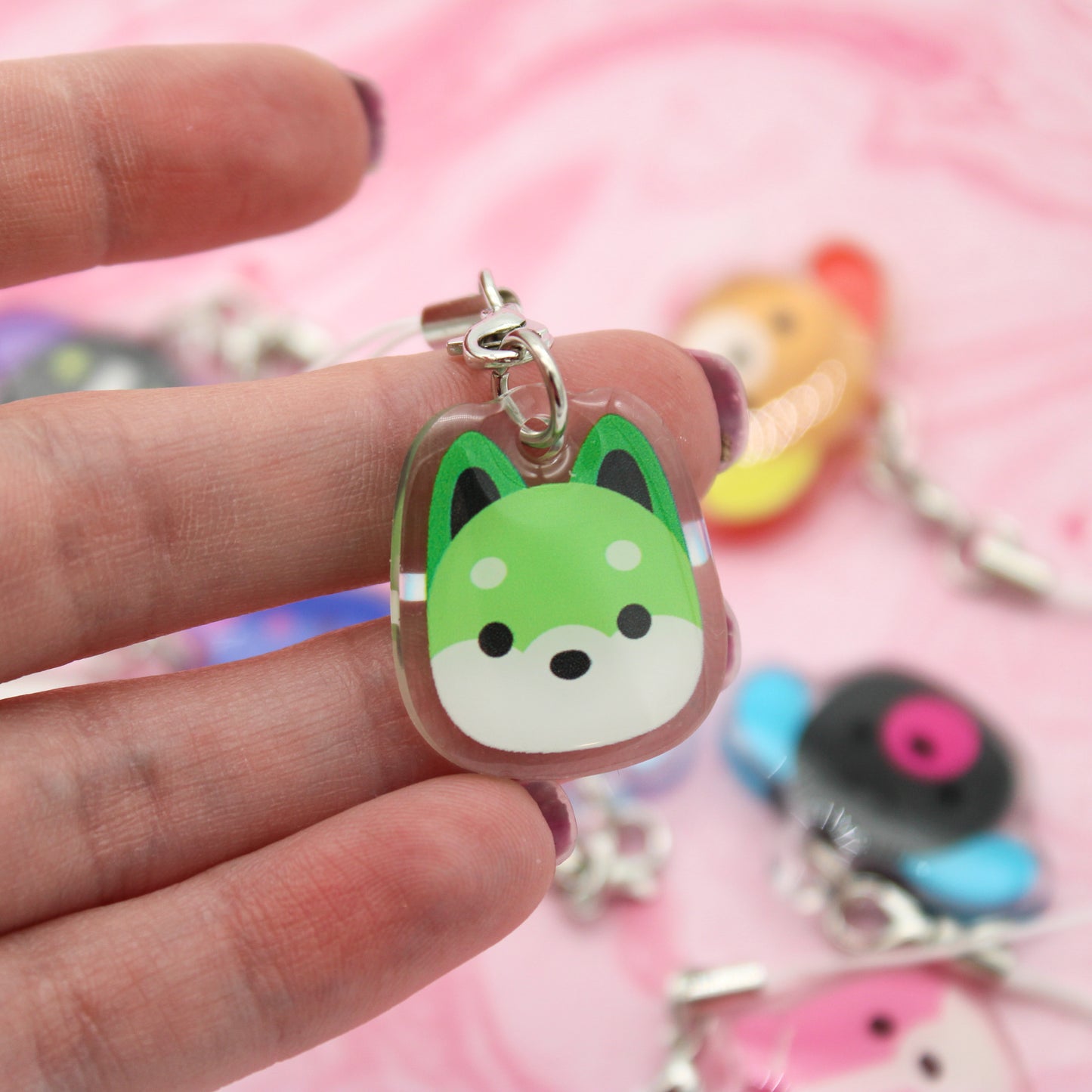 colorful puppy phone charms