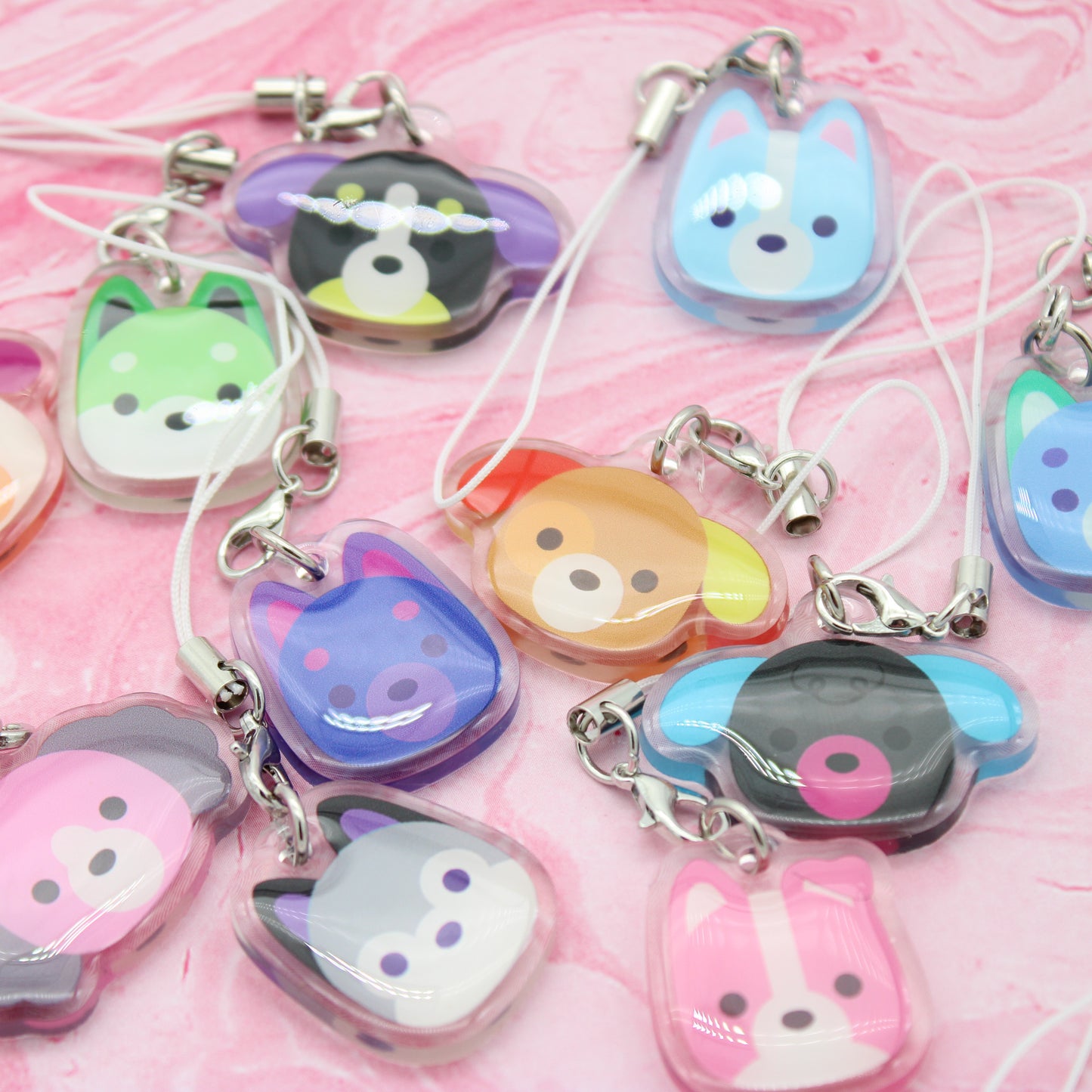 colorful puppy phone charms