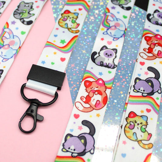 colorful kitties lanyard by aubryjoi