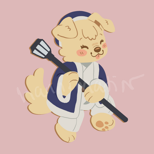 puppy falin dyed metal pin