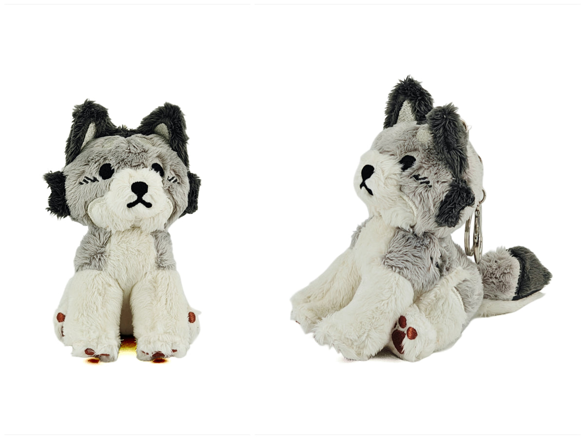 winter wolf rainbeanie keychain plush