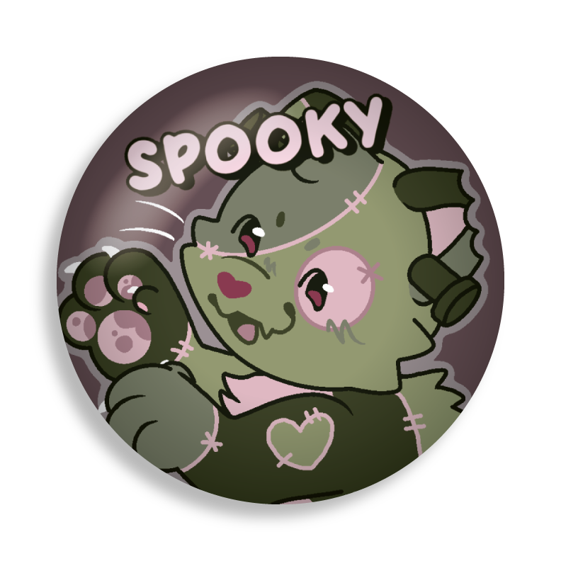 frankenkitty spooky button pin