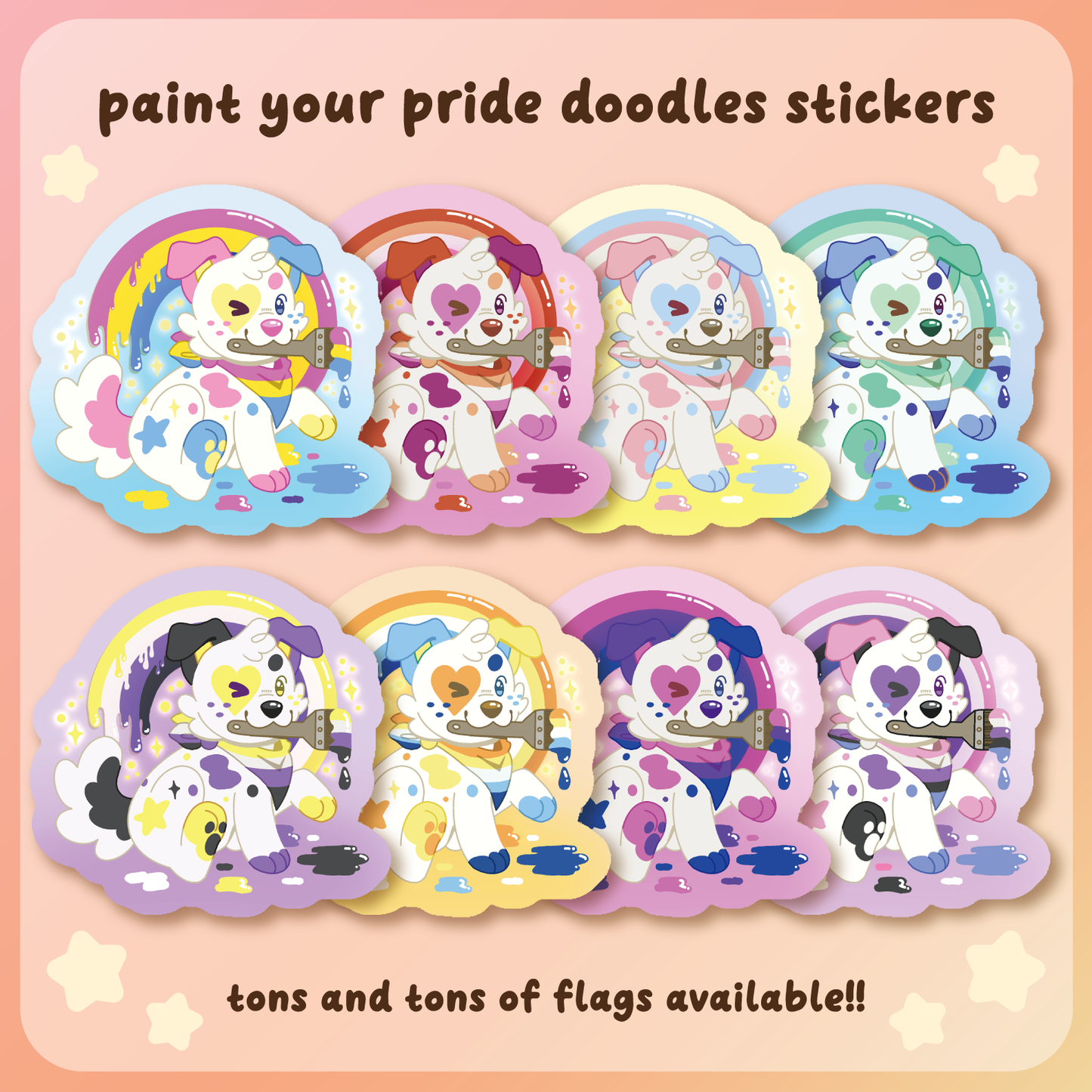 doodles paint your pride 3" vinyl sticker