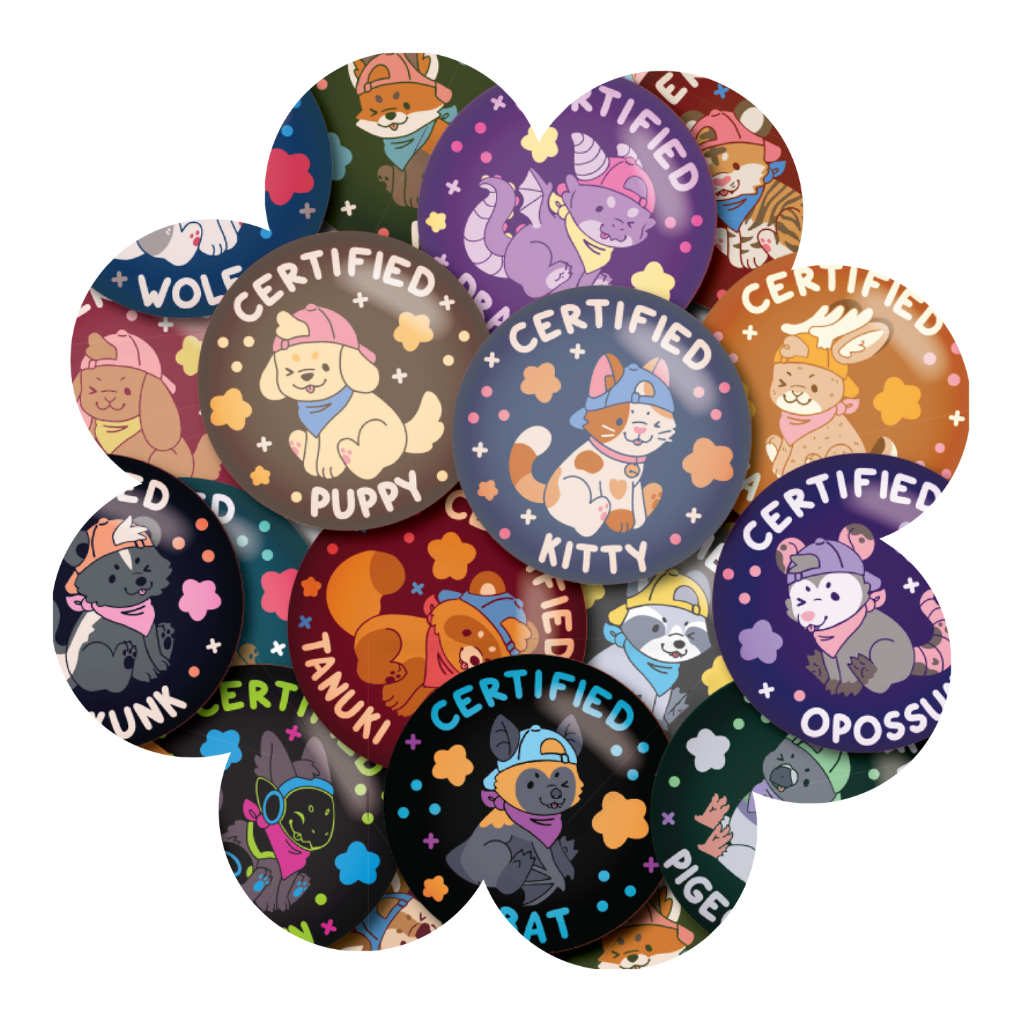 certified critter 2.25" button pins