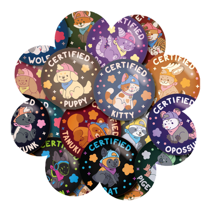 certified critter 2.25" button pins