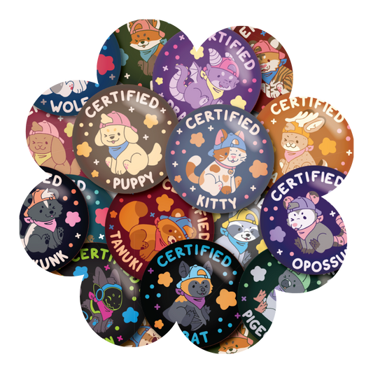 certified critter 2.25" button pins