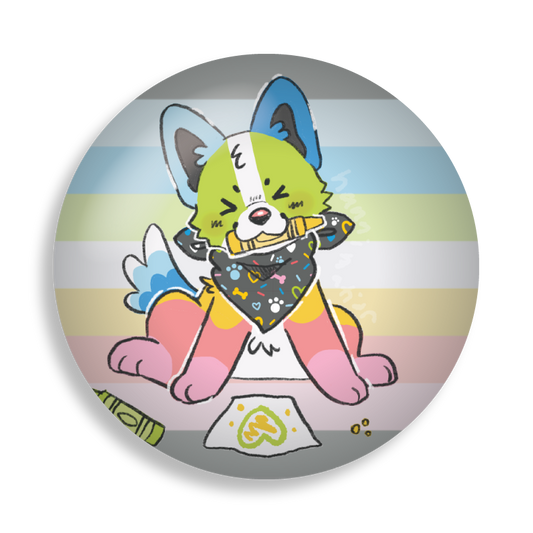 mango's crayons button pin