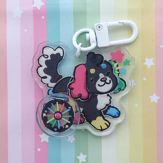 dash spinning acrylic charm by woolblossom
