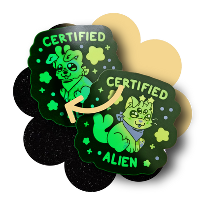 ✨GLOW IN THE DARK✨ certified alien 3" vinyl sticker