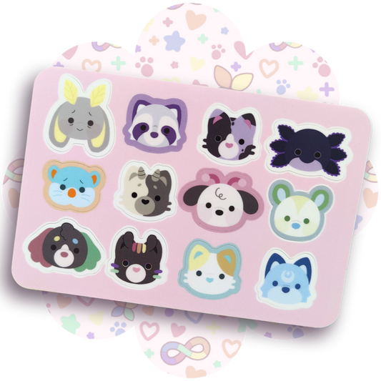 disability pride creatures icon sticker sheet