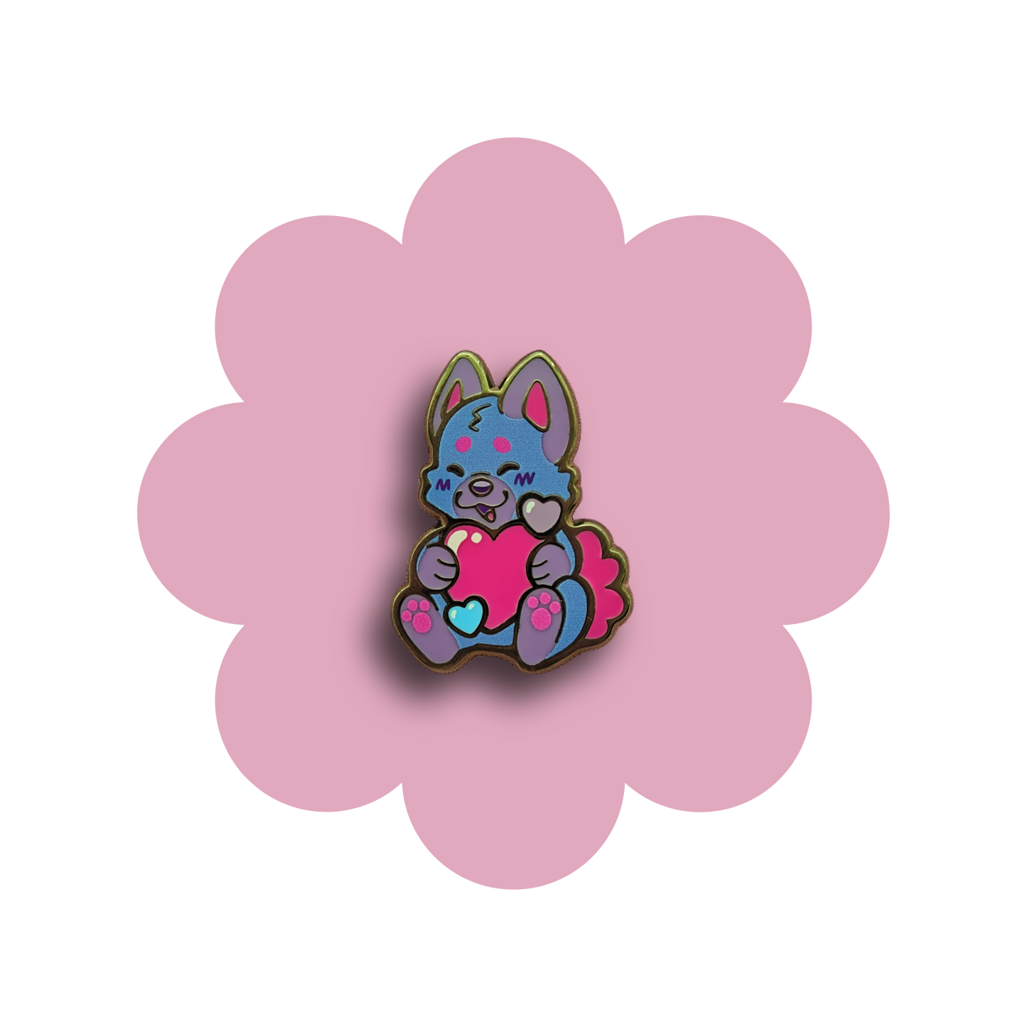 colorful puppies heartsie hard enamel pins