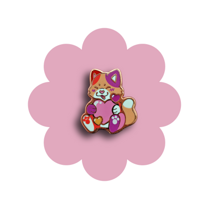 colorful kitties heartsie hard enamel pins