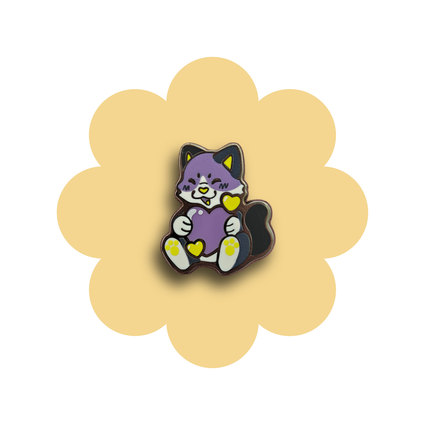 colorful kitties heartsie hard enamel pins