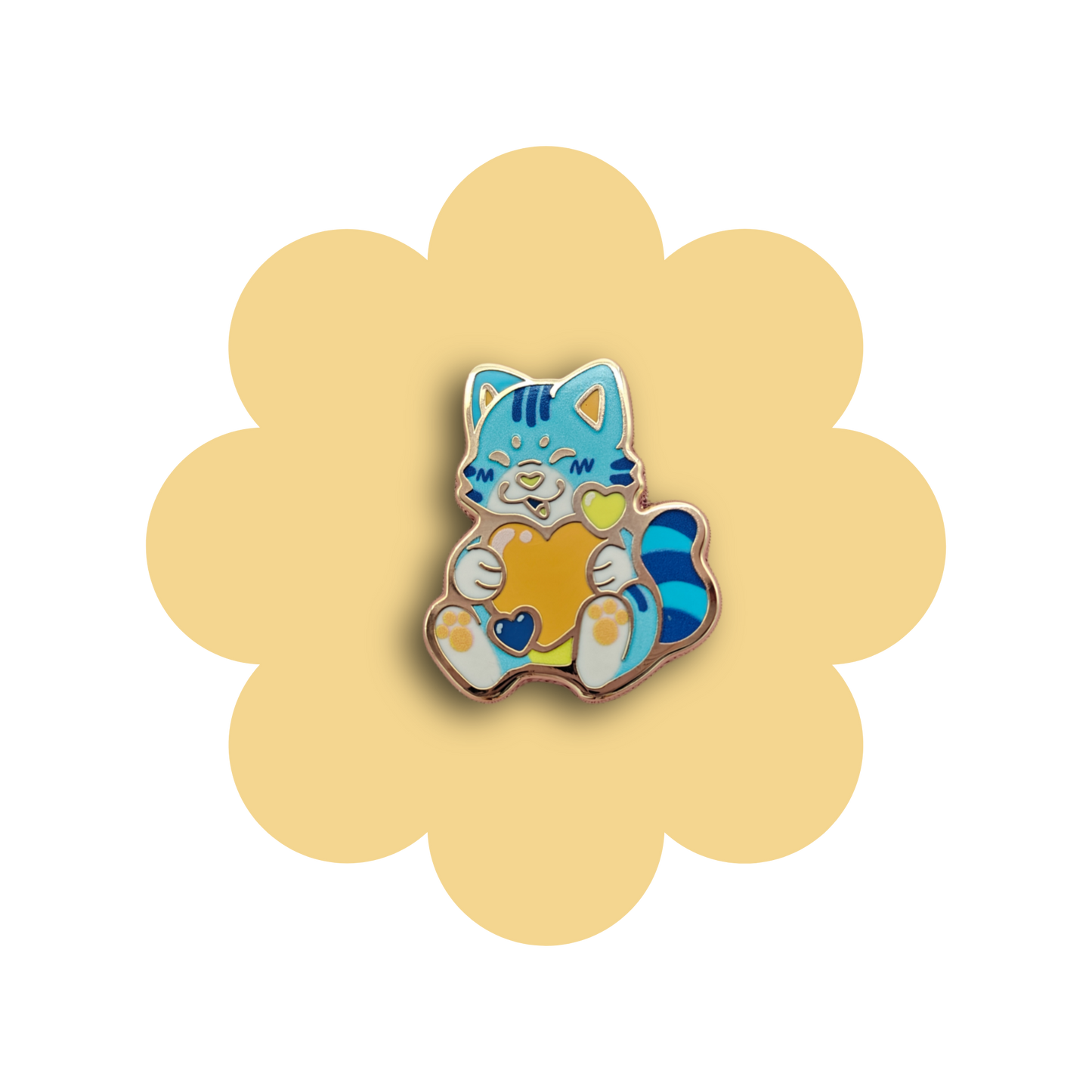 colorful kitties heartsie hard enamel pins