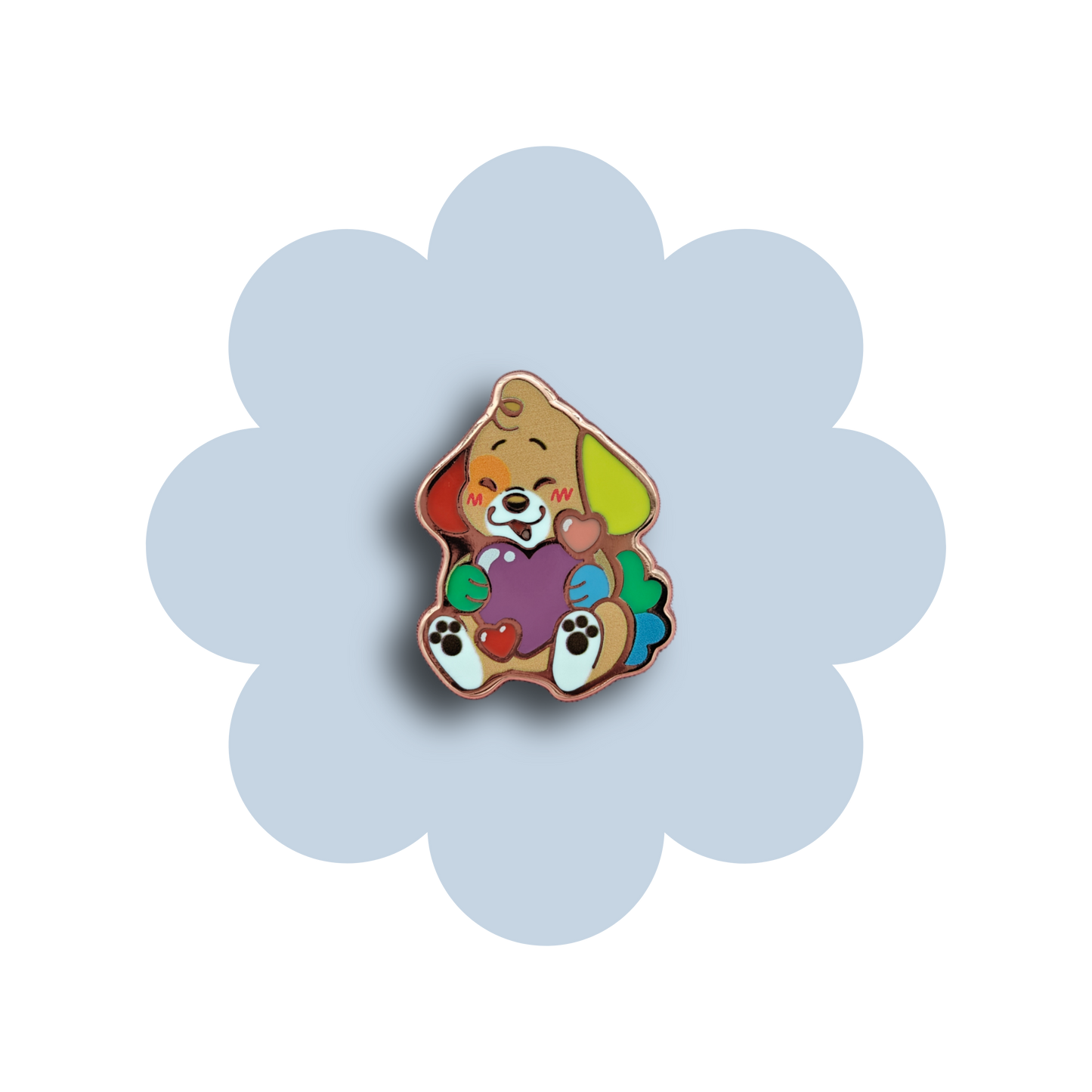 colorful puppies heartsie hard enamel pins