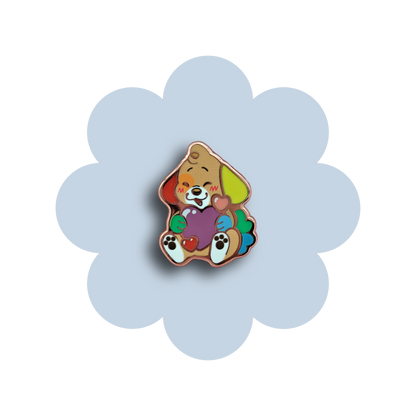 colorful puppies heartsie hard enamel pins