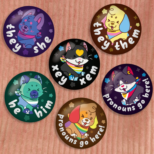 colorful critters pronoun pins 2