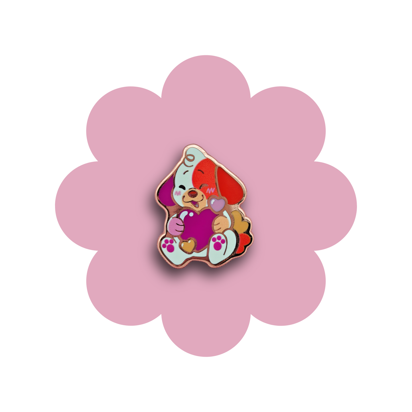 colorful puppies heartsie hard enamel pins