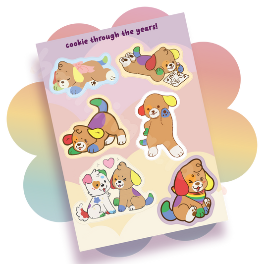 cookie through the years 5"x7" matte vinyl sticker sheet