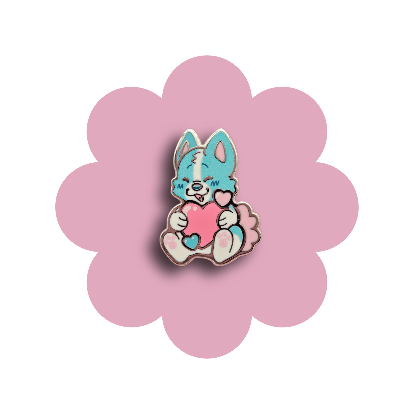 colorful puppies heartsie hard enamel pins