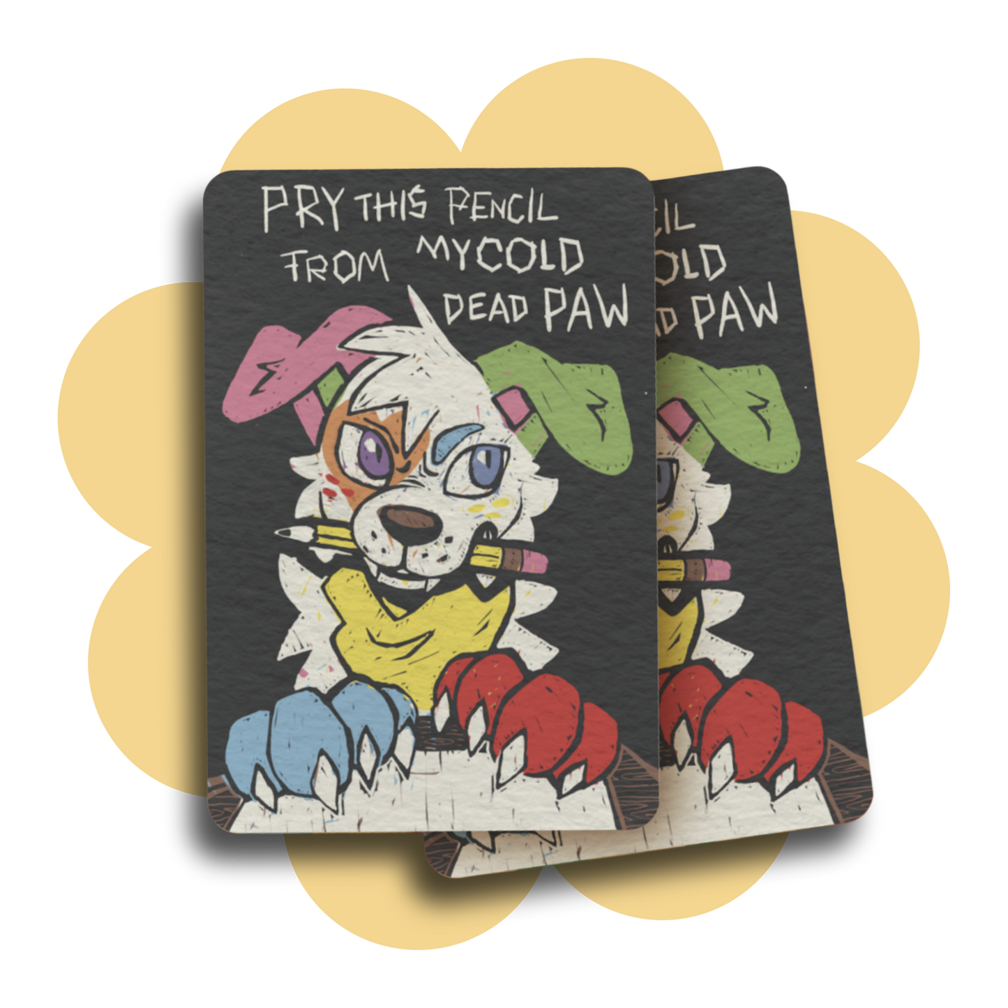 pry this pencil from my cold dead paw 3" sticker