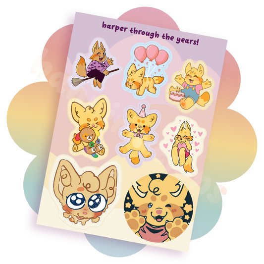 harper through the years 5"x7" matte vinyl sticker sheet